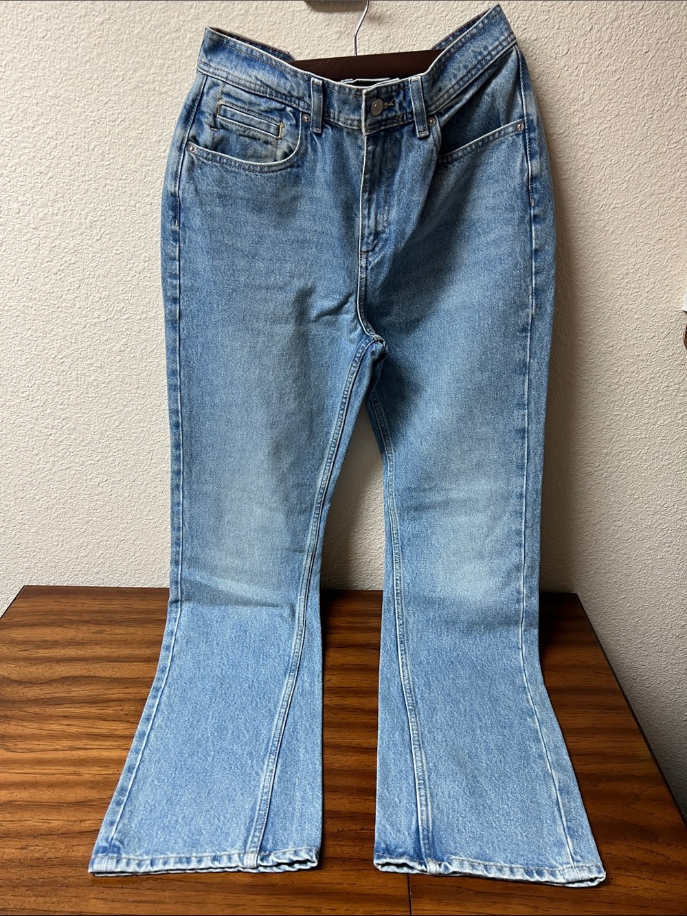Free People Xena High Rise Slim Straight Light Wash Jeans